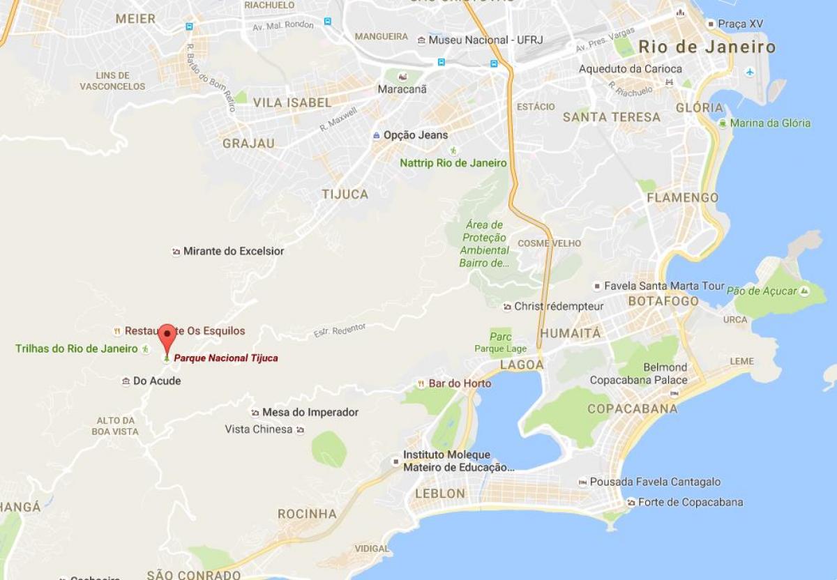 Mapa de parque nacional de la Tijuca