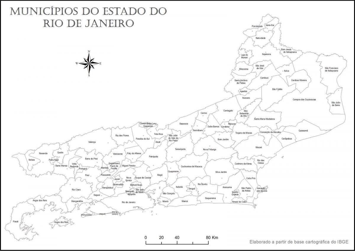Mapa de Río de Janeiro en blanco y negro