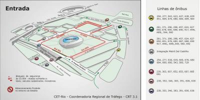 Mapa del estadio Engenhão transportes