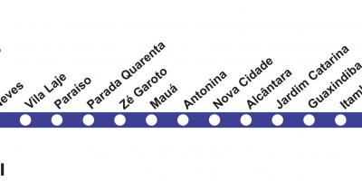 Mapa de Río de Janeiro de metro de la Línea 3 (azul)