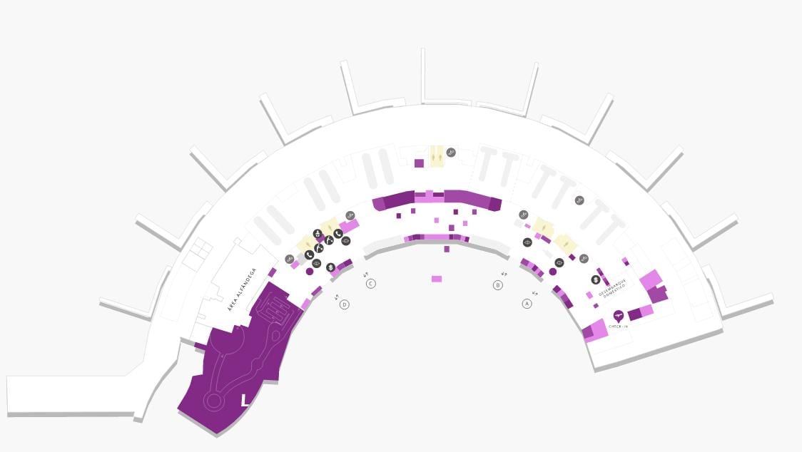 Mapa de aeropuerto de Galeão la Terminal 2, Nivel 0