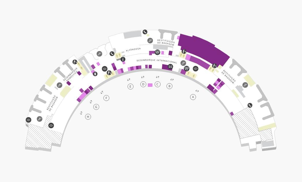 Mapa de aeropuerto de Galeão Terminal 1 Nivel 0