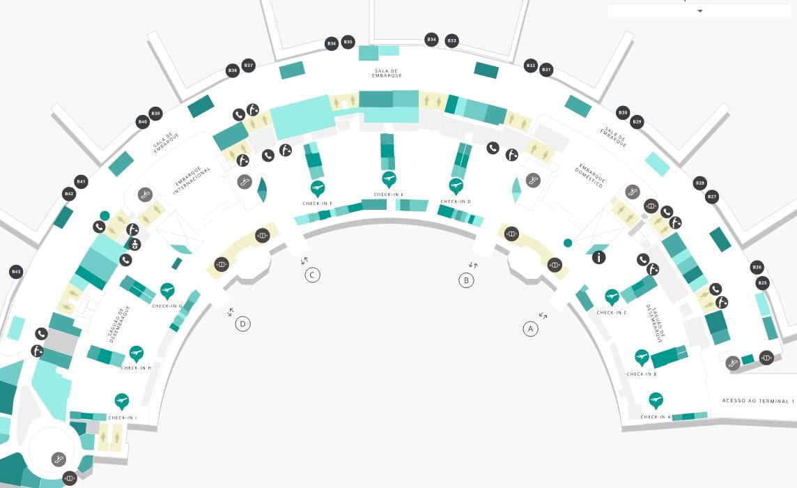 Mapa de aeropuerto de Galeão Terminal 2 Nivel 3