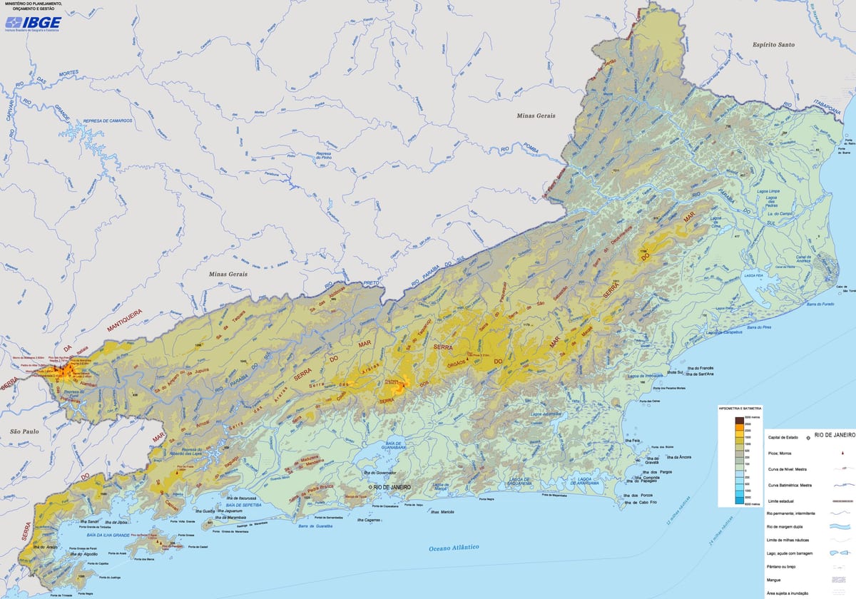 Mapa de alivio estado de Río de Janeiro