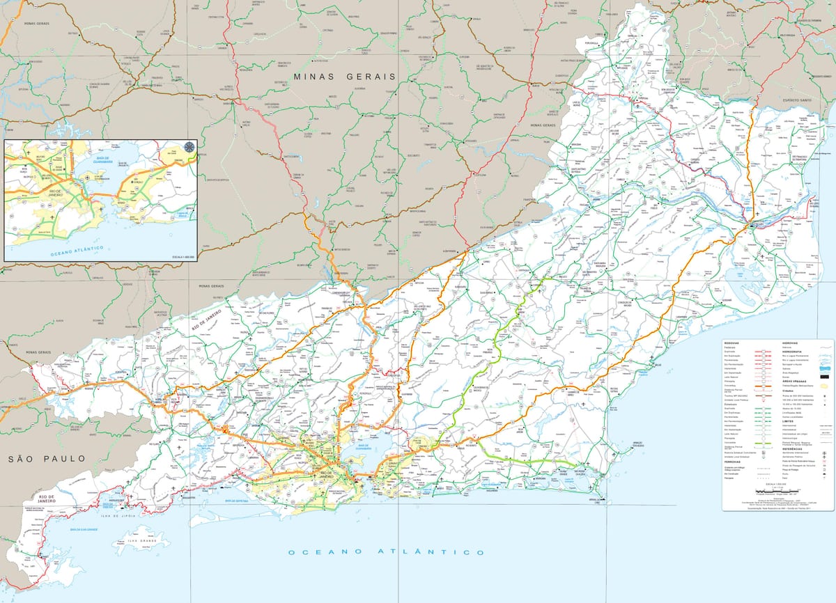 Mapa de carreteras del estado de Río de Janeiro