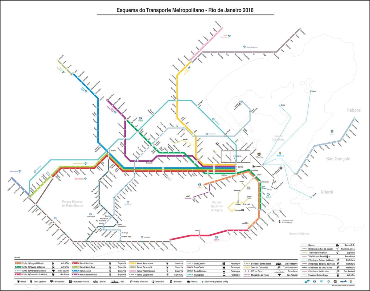 Mapa de monorraíl de Tijuca