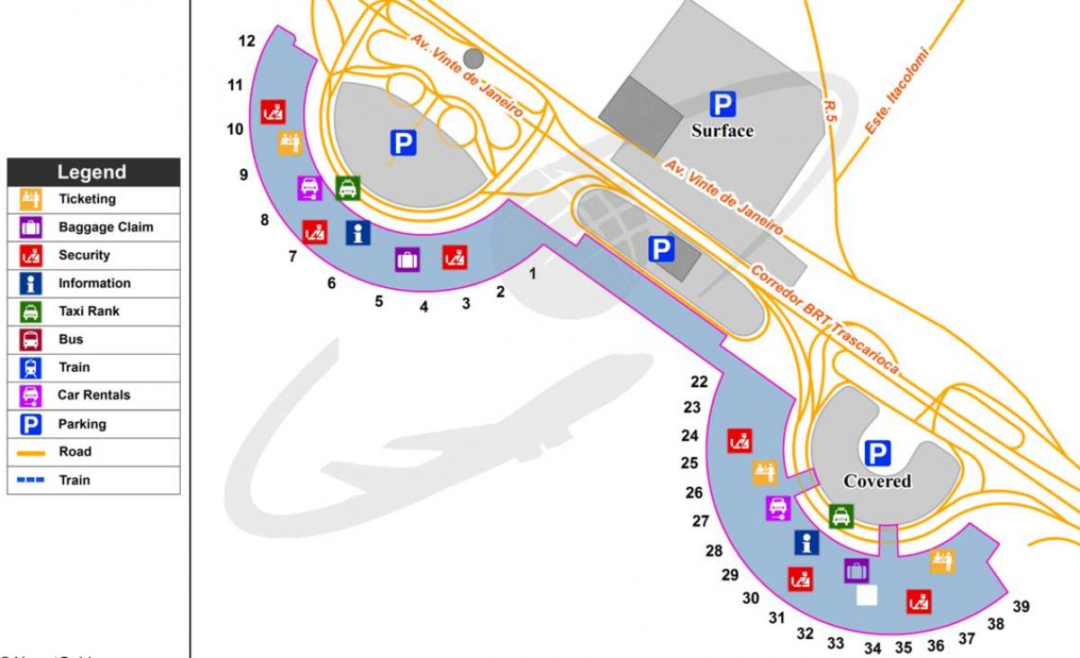 Mapa de aeropuerto Internacional de Río de Janeiro