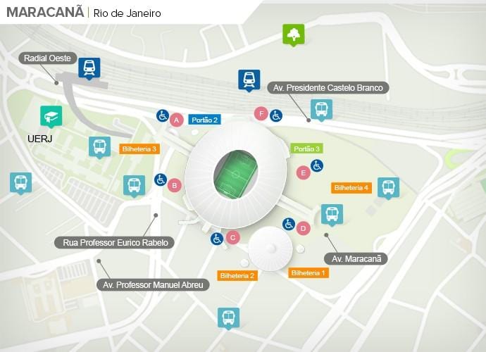 Mapa del estadio de Maracaná accès