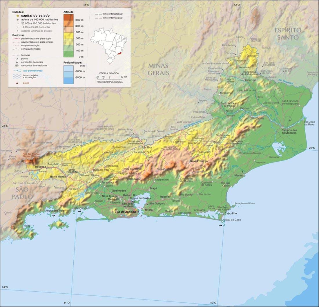 Mapa de altitud Río de Janeiro