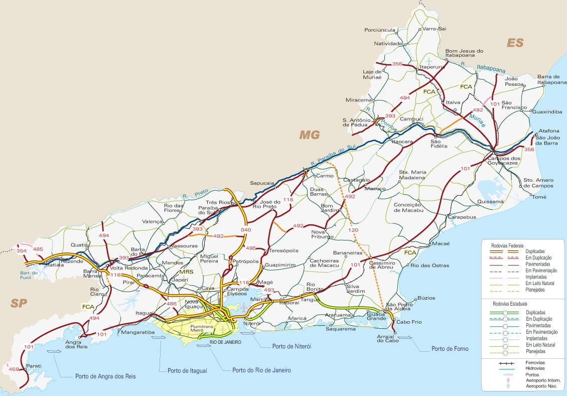 Mapa de carreteras de Río de Janeiro