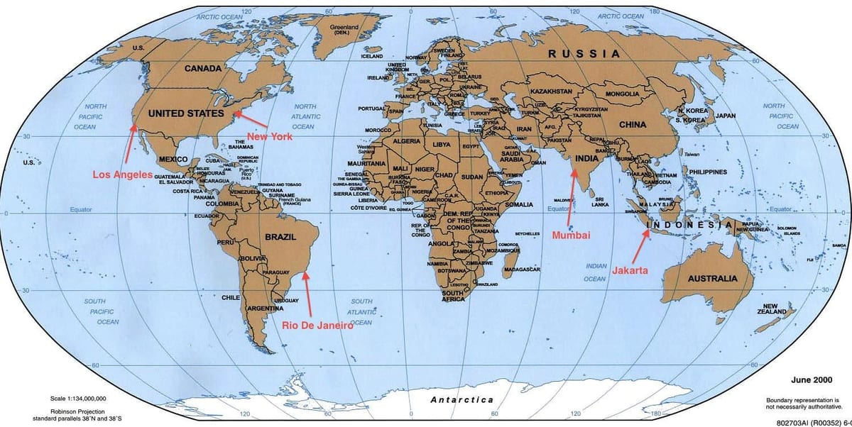 Mapa de Río de Janeiro en el mundo