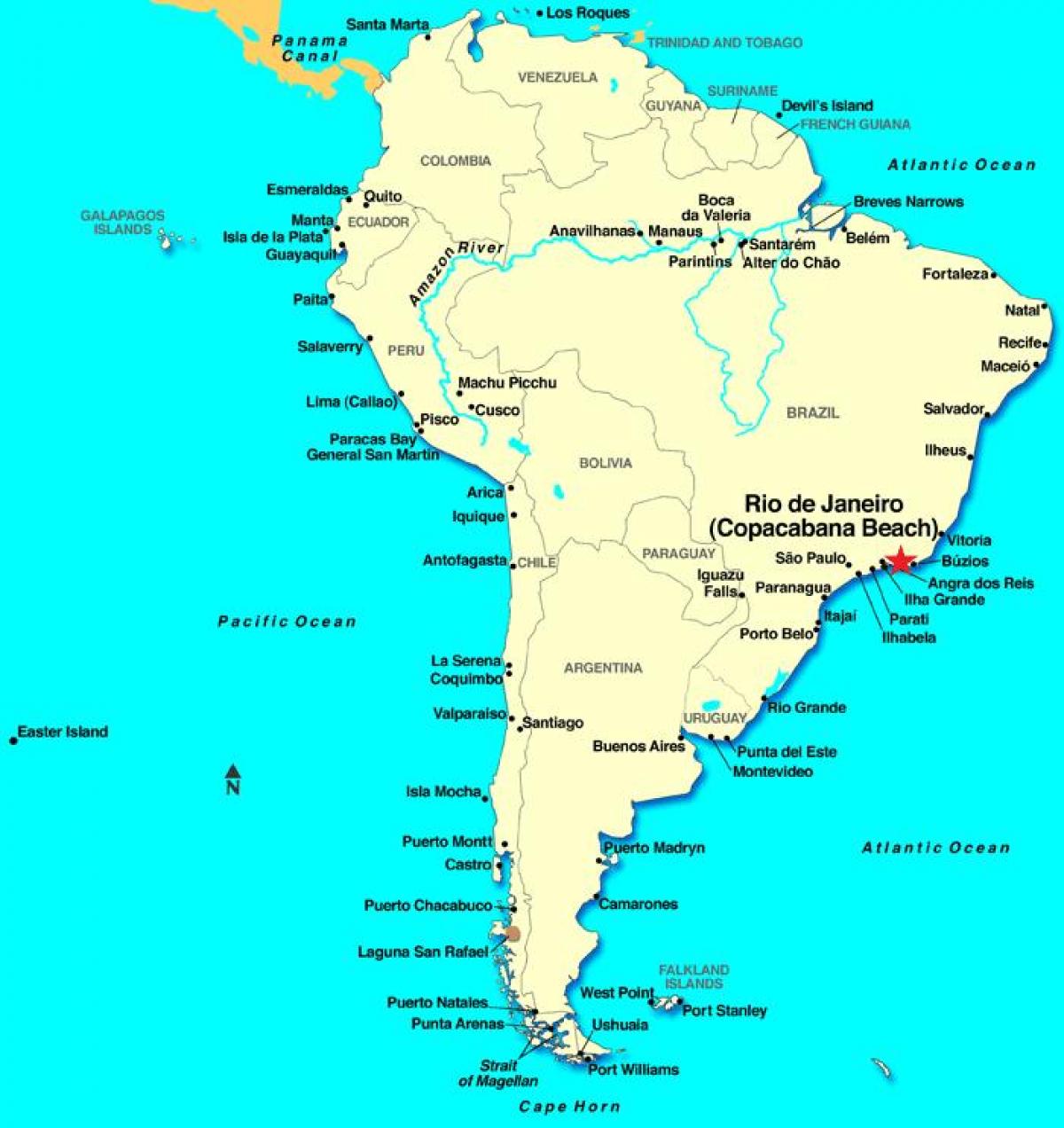 Mapa de Río de Janeiro en América del Sur