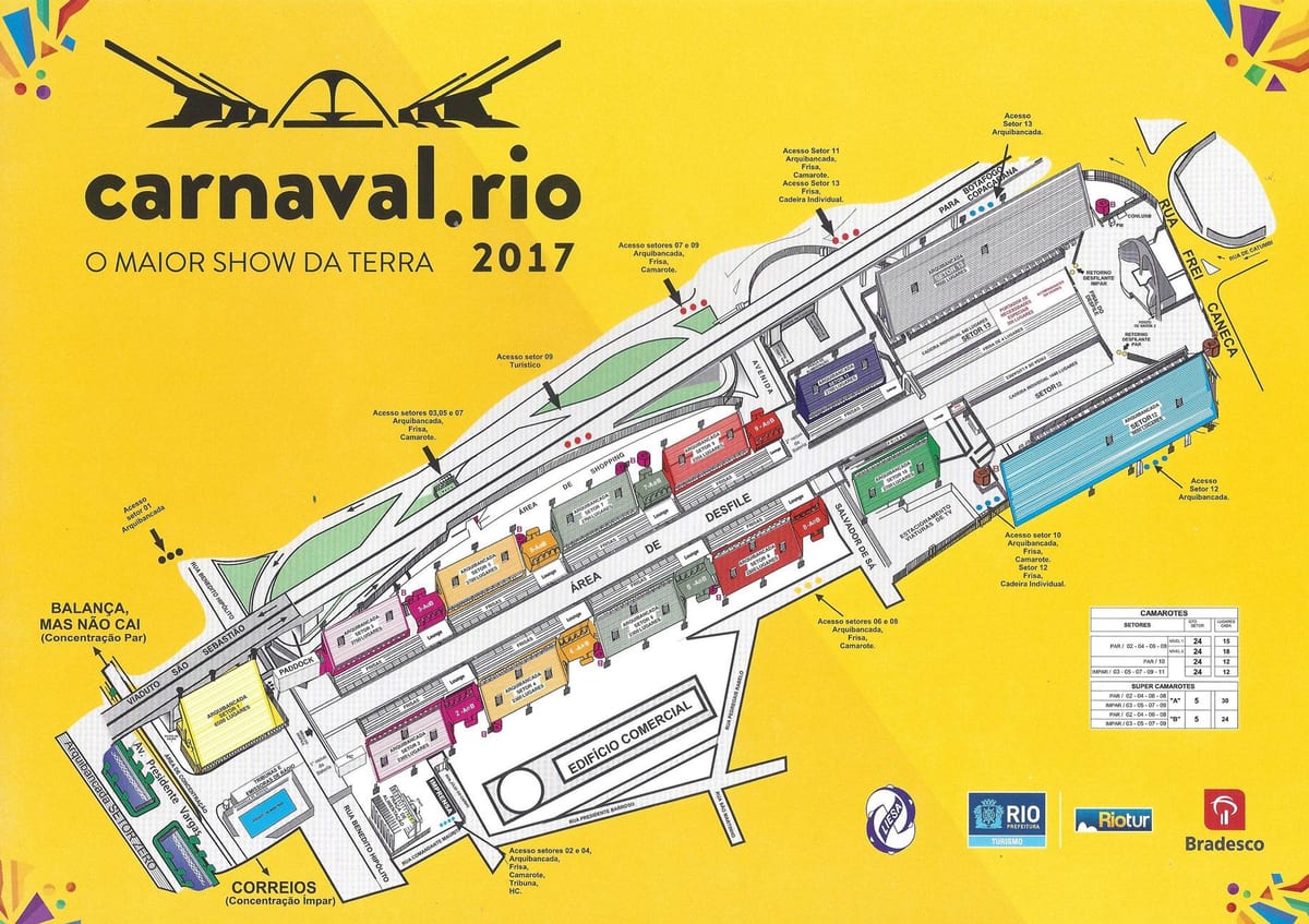 Mapa de Sambódromo Marquês de Sapucaí