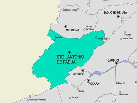 Mapa de Santo Antônio de Pádua municipio