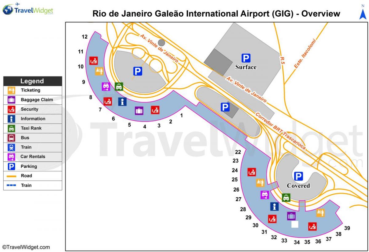 Mapa de la terminal del aeropuerto de Galeão