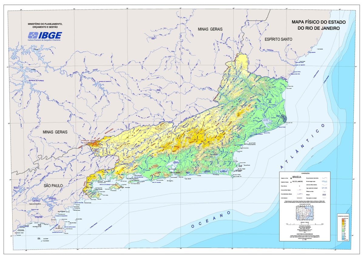 El mapa topográfico de Río de Janeiro