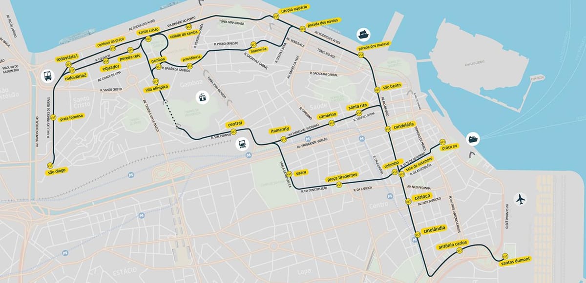 Mapa de VLT Carioca de Río de Janeiro