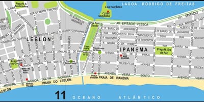 Mapa de la playa de Ipanema