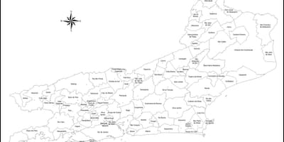 Mapa de Río de Janeiro en blanco y negro