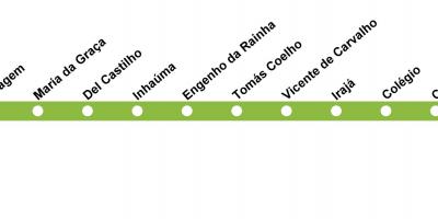 Mapa de Río de Janeiro de metro de la Línea 2 (verde)