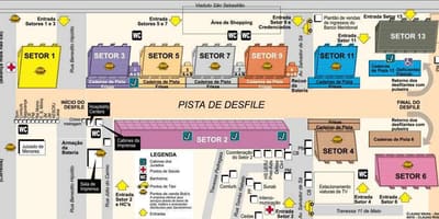 Mapa de Sambódromo de Río de Janeiro